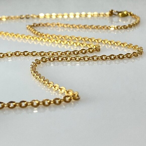 Gold Plated Steel Cuboid Bar Necklace Stainless Steel - Picture 3 of 7